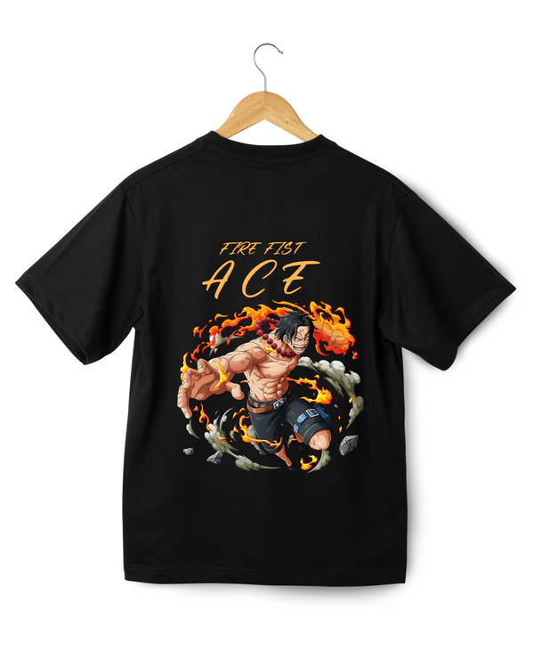 Buy One Piece Fire Fist Ace Unisex Oversized T-Shirt in Pakistan | CustomKitsPK